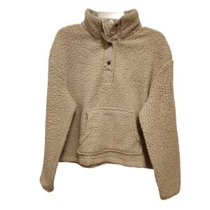 Wallflower Teddy Sherpa Pullover Sweater Womens Small Fluffy Fleece Beige Cozy